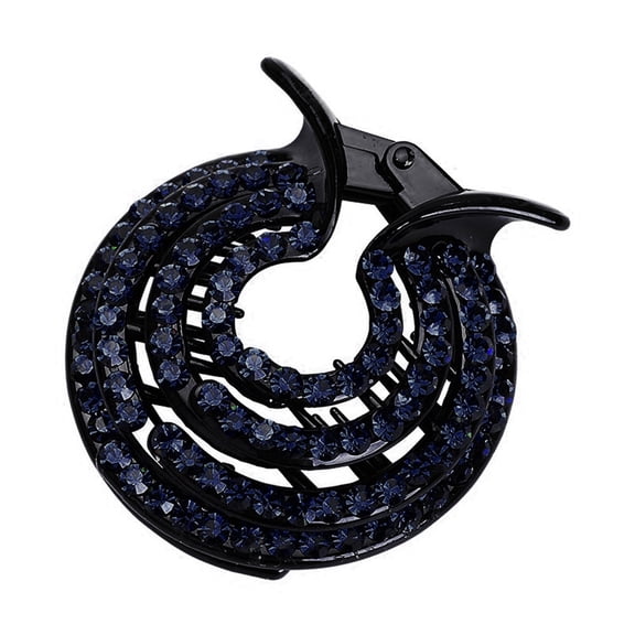 CXHEGBEJ Half Ball Rhinestone Hair Claw Clips For Women Large Claw Hair Barrettes Spiral Horsetail Hairpin Headdress Clamps Hair Accessories for Long Thick Thin Curly Hair Blue