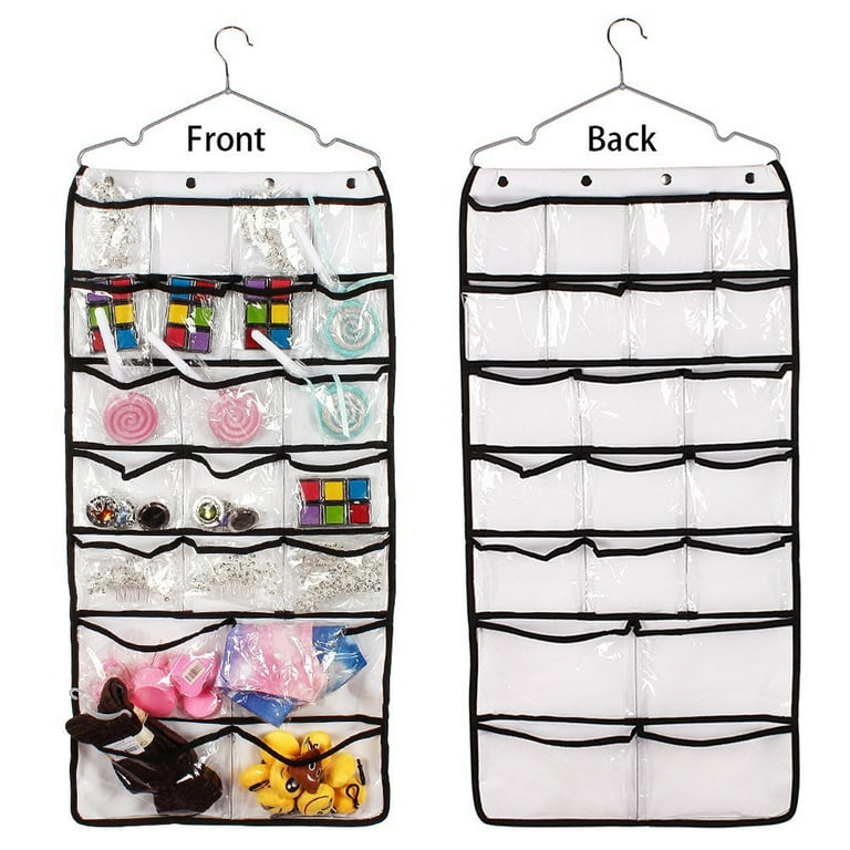 Hanging Travel Organizer, 42 Large Clear Zipper Pockets for Makeup,  Toiletry, Cosmetics, Underwear, Jewelry, Lingerie Holder Bag for Women -  Closet, Wall or Door White 