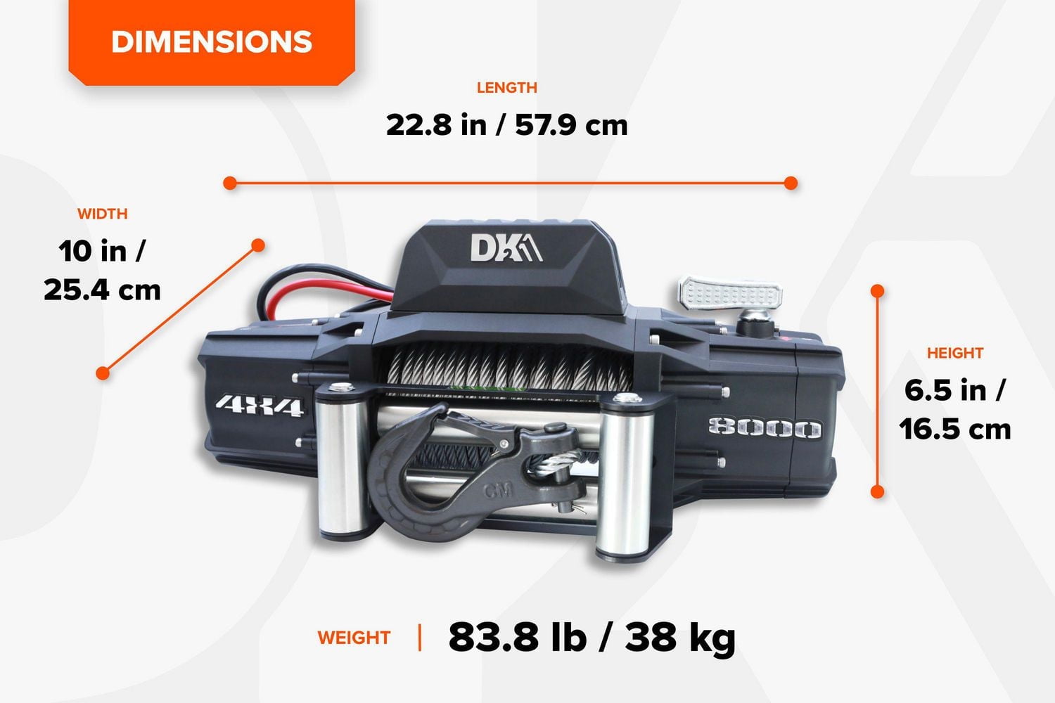 DK2 8,000 lb Premium Electric 4x4 Winch (Steel Cable Included)