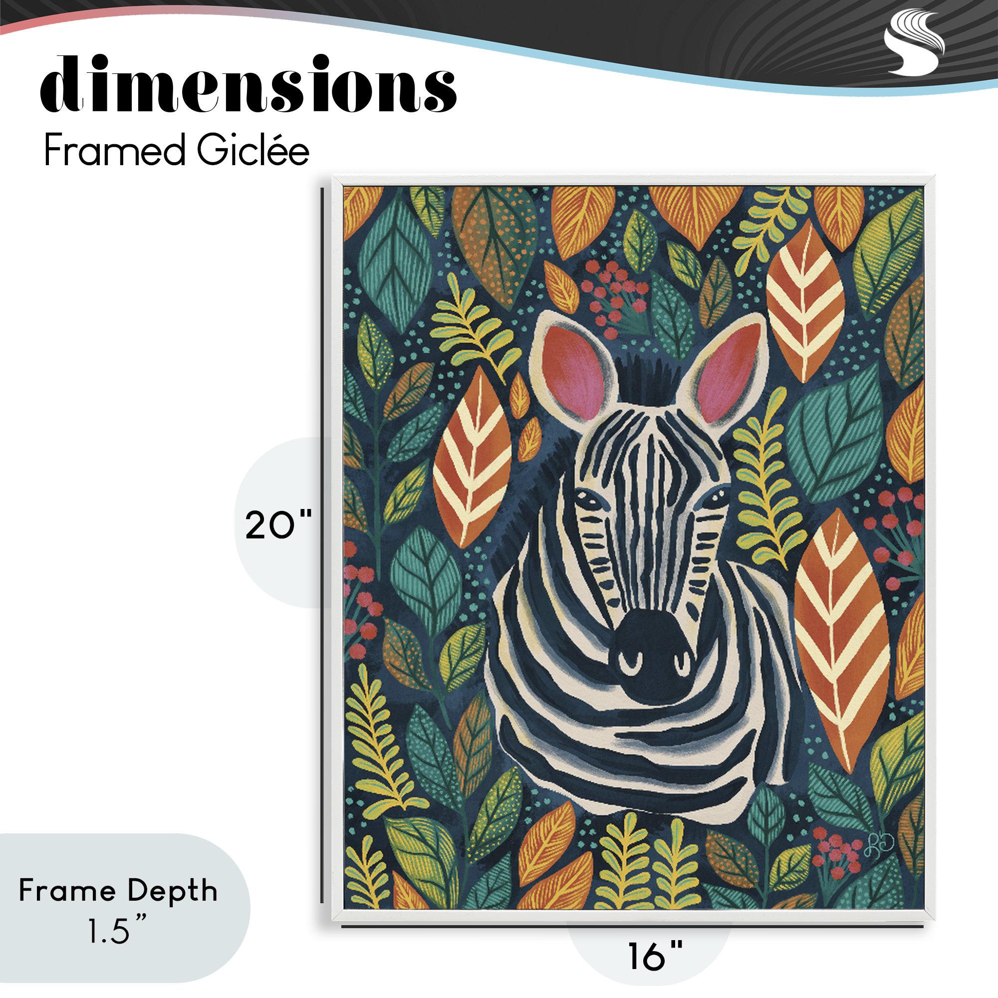 Stupell Industries Exotic Leaf Pattern Zebra White Framed Giclee Art, design by Lisa R Dumm
