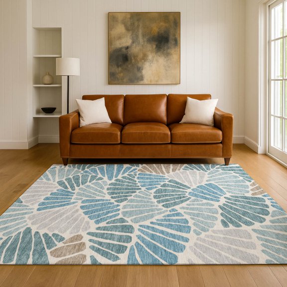 Addison Rugs Mayfield Premium Machine Washable Traditional Global Teal Rectangle Rug, 10' x 14'