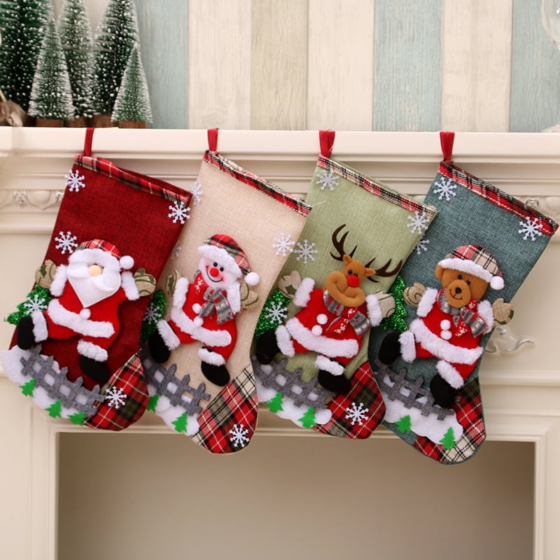 Christmas Stocking Holder 3D Gnome Santa Claus Gift Bag Xmas Tree Hanging Decor 