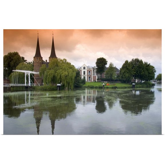 Great BIG Canvas | Rolled David R. Frazier Poster Print entitled The Eastern Gate and center along a canal in the city of Delft, Netherlands.
