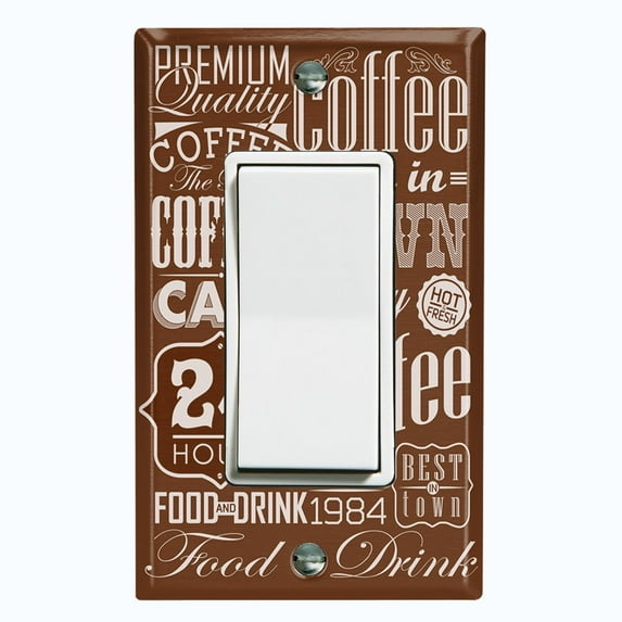 Metal Light Switch Plate Cover Cafe Diner Coffee Sign Brown COF036
