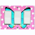 thumbnail image 1 of Metal Light Switch Plate Cover Unique Teal Butterfly Pink Polka Dots BUT032, 1 of 13