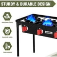 thumbnail image 6 of 3 Burners Camping Stove for Cooking Outdoor, 225,000 BTU Propane Burners with Auto Ignition Button&Removable Legs, Temperature Control Knobs and 20 PSIG High Pressure Regulator for BBQ, 6 of 7