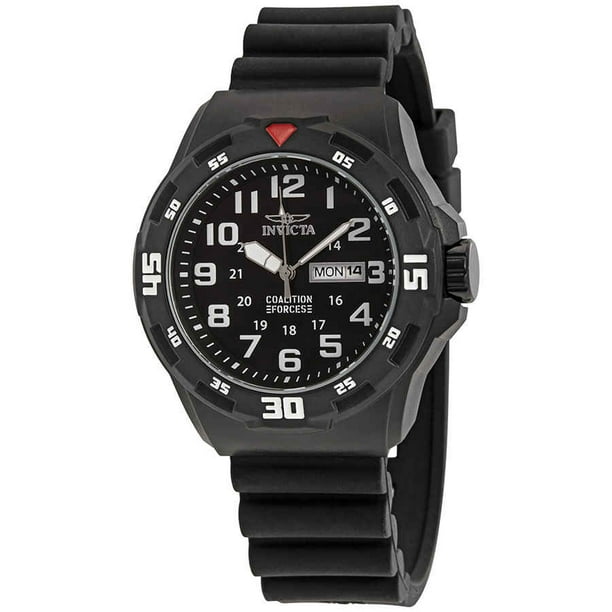 Invicta Men's COALITION FORCES Black Silicone Band Steel Case