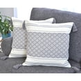 thumbnail image 3 of Decorative Boho Tassels Throw Pillow Covers Grey, 20x20 inch -Set of 2)/ Designer Plaid Woven Cushion Covers for Couch/ Farmhouse Gray Accent Square Pillow Cases, 3 of 8