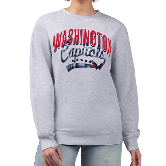 Women's G-III 4Her by Carl Banks Heather Gray Washington Capitals Filigree Team Graphic Fleece Pullover Sweatshirt