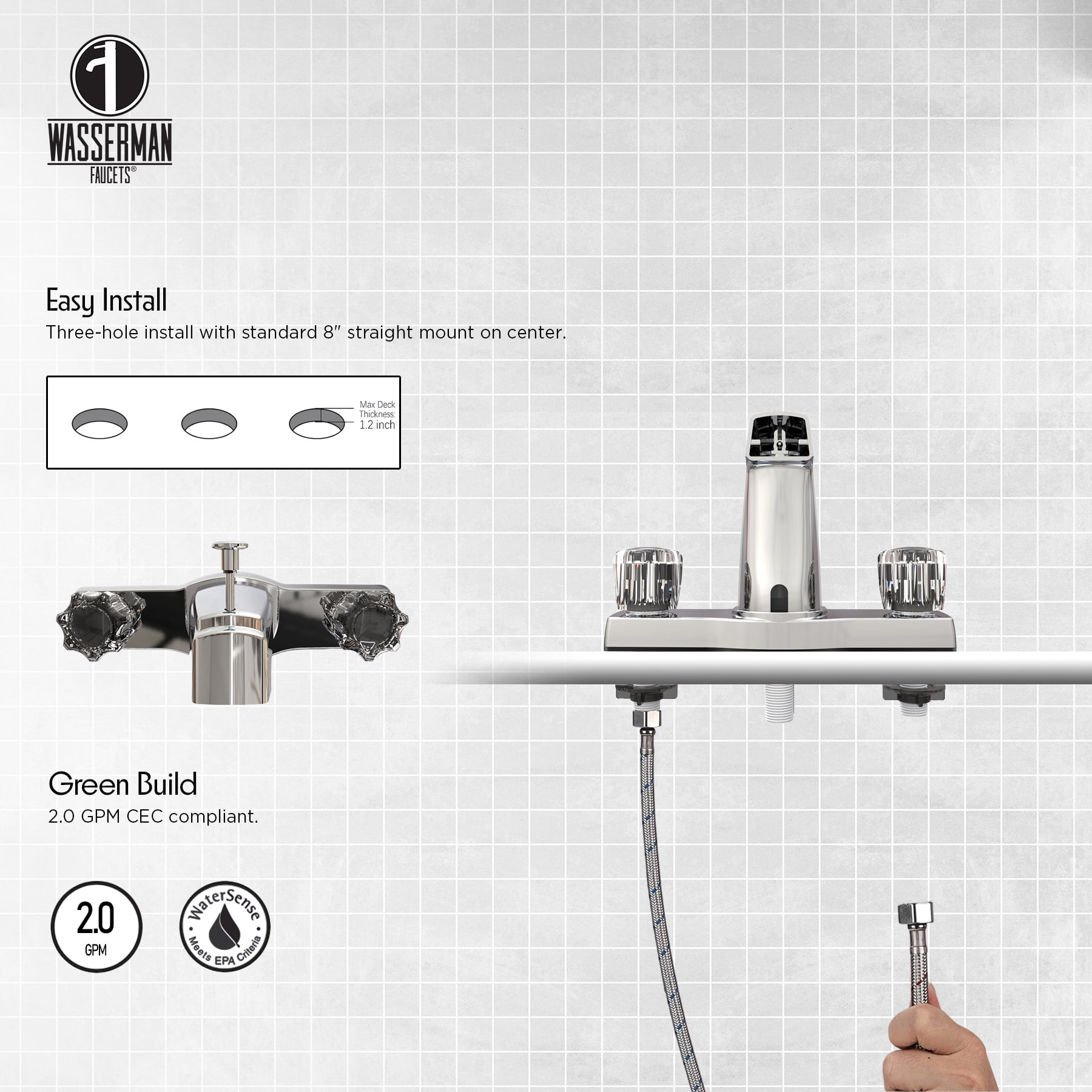 26012011 - Non Metallic Faucet Tub spout Double Handle Washerless Cartridge