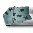 thumbnail image 3 of Marine Soft Flannel Fleece Blanket, Baby Sea Turtles Swimming Silhouette from the Bottom of Ocean Underwater Display, Cozy Plush for Indoor and Outdoor Use, 70" x 90", Teal Dark Blue, by Ambesonne, 3 of 6