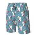 thumbnail image 4 of Adobk Rabbit And Rainbow Print Men's Swim Trunks Hawaiian Bathing Suit Swimsuits Beach Shorts with Pockets-Medium, 4 of 6
