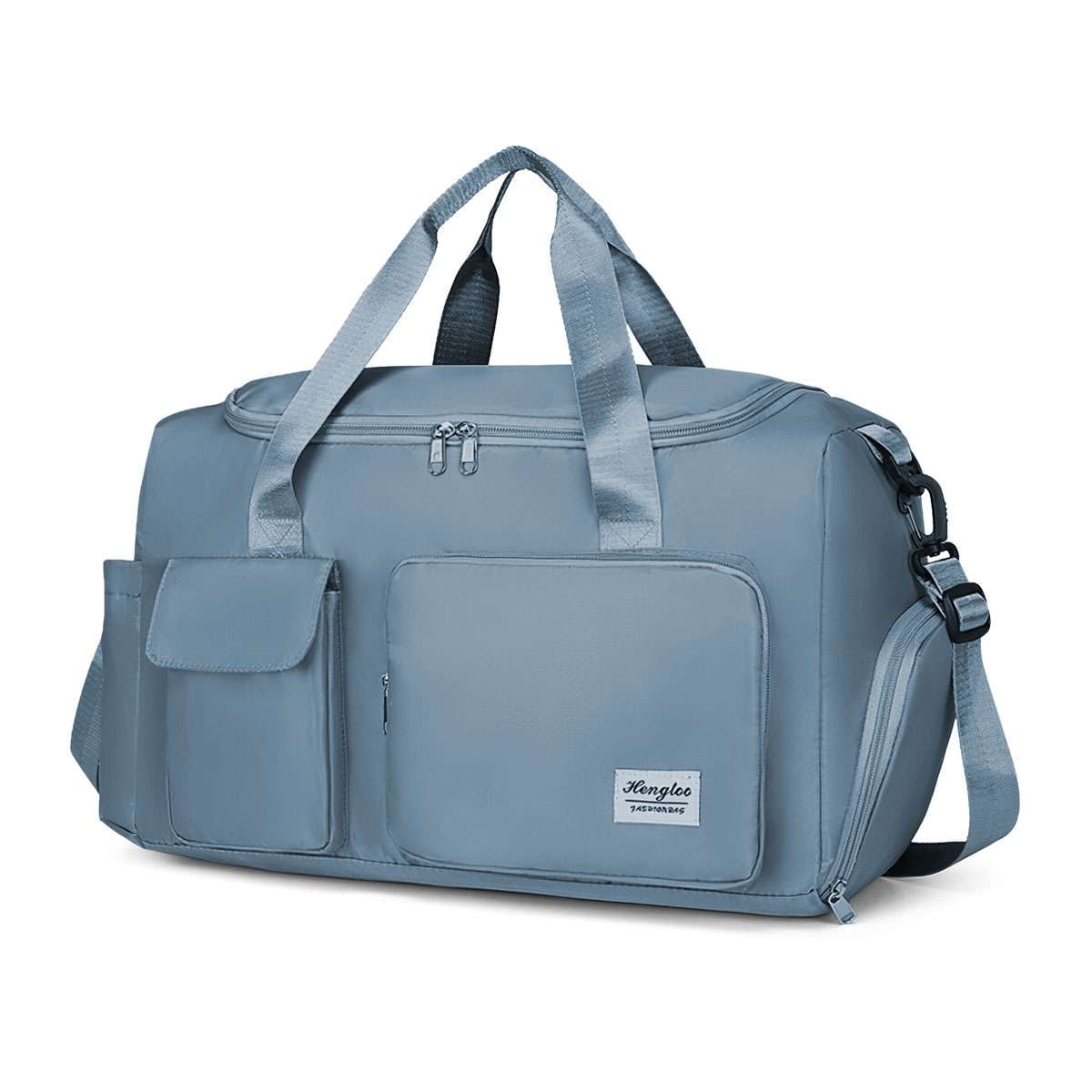 Spencer Gym Duffle Bag Backpack Waterproof Sports Duffel Bags Travel Weekender Bag for Men Women Overnight Bag with Shoes Compartment, Blue