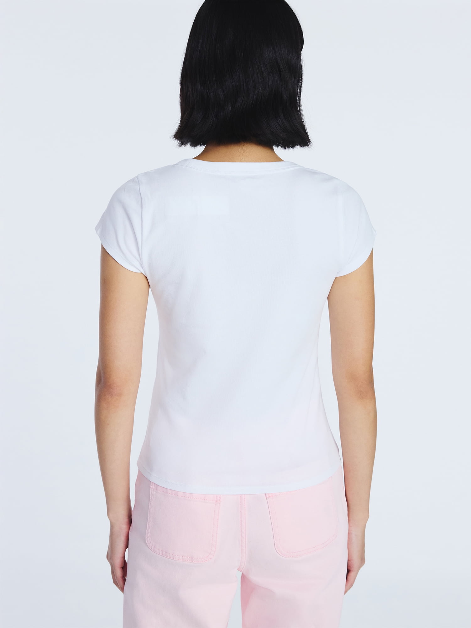 Free Assembly Women's Scoop Neck Tee with Short Sleeves, Sizes XS-XXL