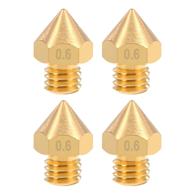 Uxcell M6 x0.02'' 3D Printer Nozzle Head Thread Replacement Brass 4pcs
