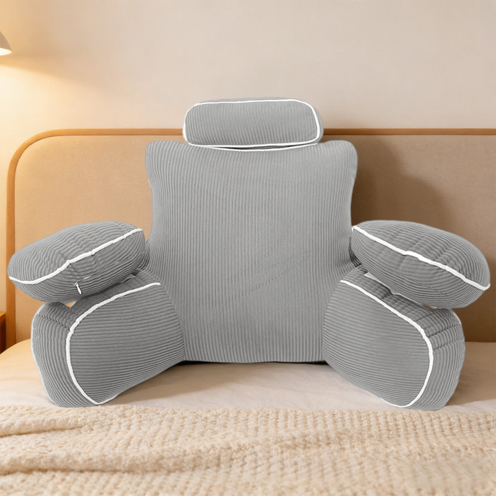 Oversized Bed Head Rest Cushion, Plush Upholstered Ergonomic Compressed Design, Full Body Back Support Pillow for bedroom, dormitory, sofa leisure and daily sitting comfort