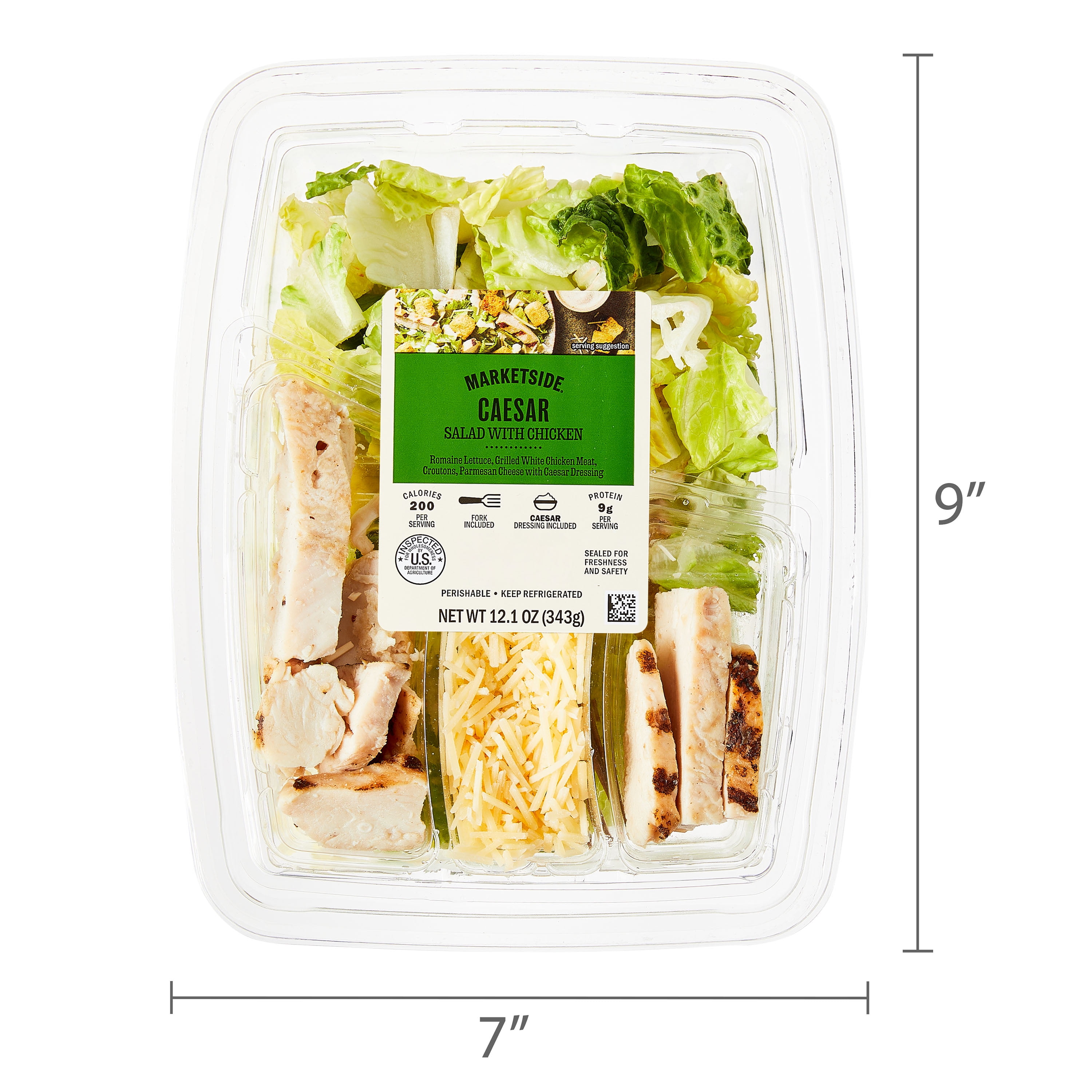 Marketside Chicken Caesar Salad, 12.1 oz, Romaine Lettuce, Grilled Chicken, Ready-to-Eat - Walmart.com Marketside Chicken Caesar Salad, 12.1 oz, Romaine Lettuce, Grilled Chicken, Ready-to-Eat - Walmart.com
