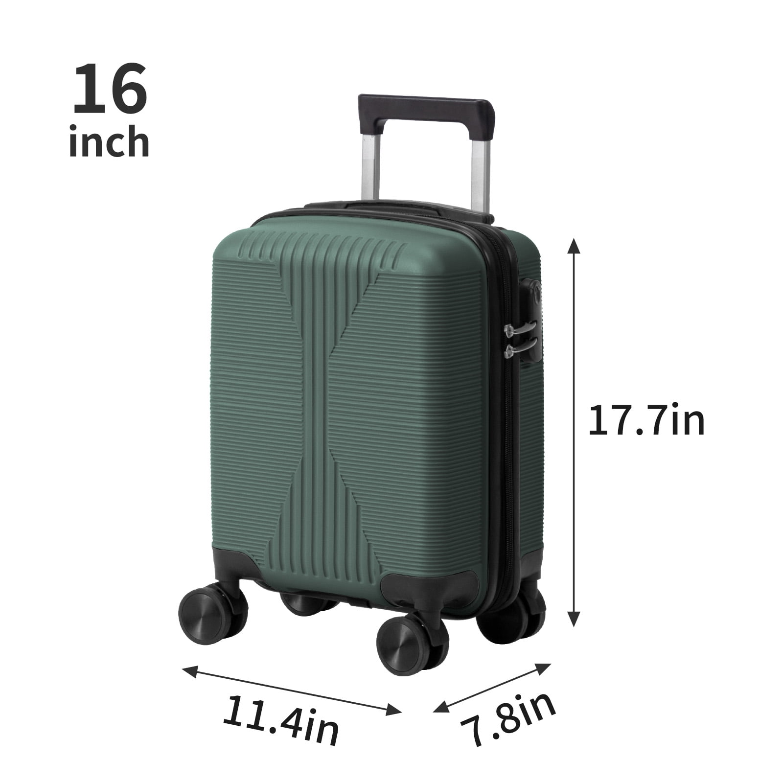 Non-TSA customs lock 5-in-1 PP trolley case, 12in, 16in, 20in, 24in, 28in, PP dark green