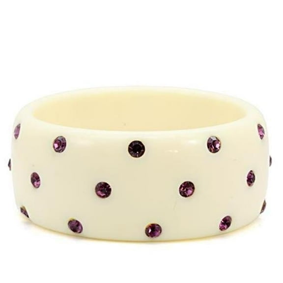 Alamode LO1906-9.5 Women Resin Bangle with Top Grade Crystal in Amethyst - 9.5 in.