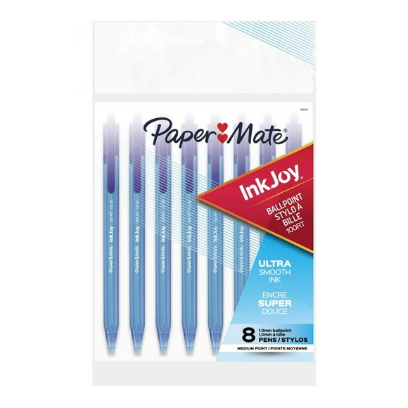 Papermate InkJoy 100 RT Ballpoint Pens, 1.0mm, Blue, 8/Pack
