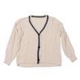 thumbnail image 1 of Suéter abierto Nikou para mujer con botones cuello en V manga larga suelto transpirable color beige talla única, 1 of 15