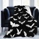 thumbnail image 1 of Mantas de mansión embrujada de murciélagos de Halloween, manta de franela suave y cálida morada, cama con fantasmas sonrientes para sofá cama, regalos de Halloween xuanjing  unisex, 1 of 2