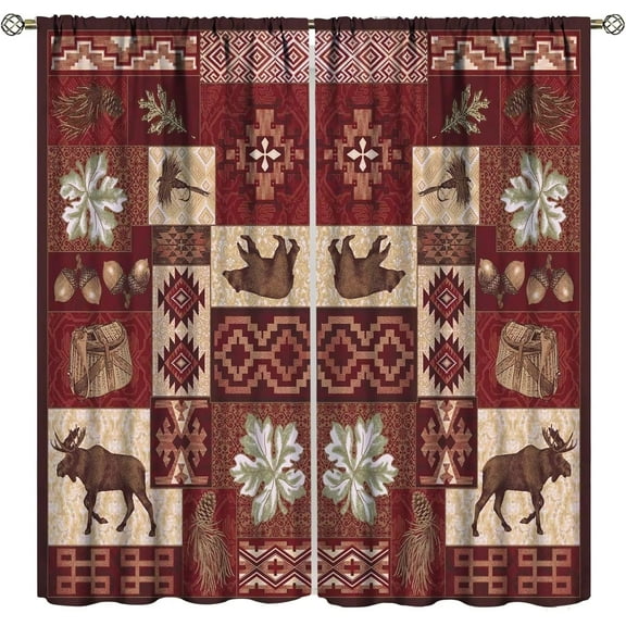 Rustic Moose Curtains Vintage Rustic Bear Country Cabin Style Living Room Curtains Kitchen Bedroom Blackout Curtains 42x63 Inches 2 Panels