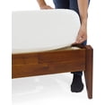 thumbnail image 3 of Twin Size | Dinkee 40x77x15in Signature Bed Frame Without Headboard, Multiple Style, Acacia Wood, Dark Chocolate, 3 of 7