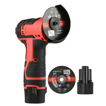 

Docooler Cordless Angle Grinder Kit Lightweight Angle Grinder Tool with 3Inch76mm Ginding Disc 2PCS 2.0Ah Lithium-Ion Battery & Ergonomic Button Position for Reducing Hand Pressure Include Cutting