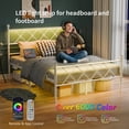 thumbnail image 4 of Zimtown Full Bed Frame with Smart LED Light, Metal Platform Bed with Charging Station, White, 4 of 10