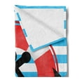 thumbnail image 2 of Anchor Soft Flannel Fleece Throw Blanket, Blue Striped Backdrop with Life and Anchor Aboard Travel Protection, Cozy Plush for Indoor and Outdoor Use, 50" x 70", Sky Blue Red Black, by Ambesonne, 2 of 5