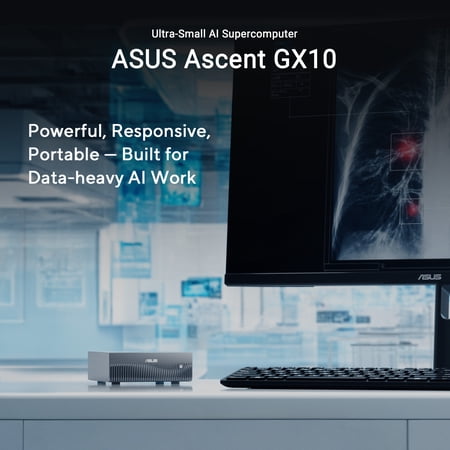 ASUS Ascent GX10 AI Supercomputer, DGX Spark, NVIDIA GB10 Superchip, 128GB LPDDR5x, 1TB PCIe Gen4 NVMe SSD, Wi-Fi 7 & BT5.4, DGX OS, Agentic AI Ready, Supports OpenClaw, NemoClaw, Stackable Chassis