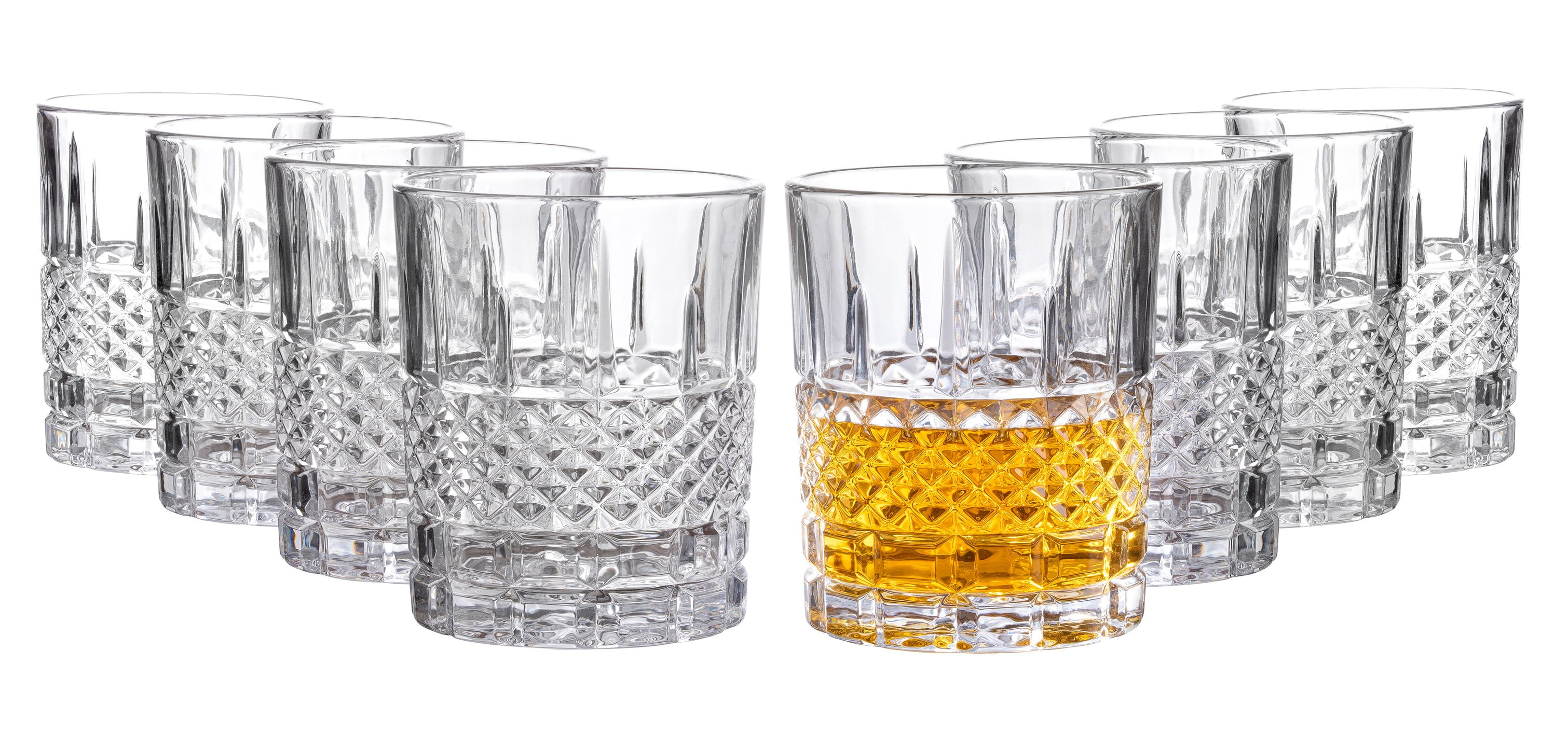 Set of 2 Whiskey Shot Glasses Unique Style Glass Liquor & Bourbon Tiny Tumblers 