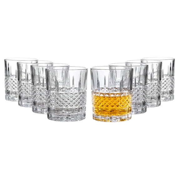Clovelly Lowball Whiskey Glasses, 8 Pc. Set, 10.6 ounce Short Drinking Glassware for Liquor, Bourbon, Rye, or Beer, Elegant Drinkware for Men or Women, Dishwasher Safe