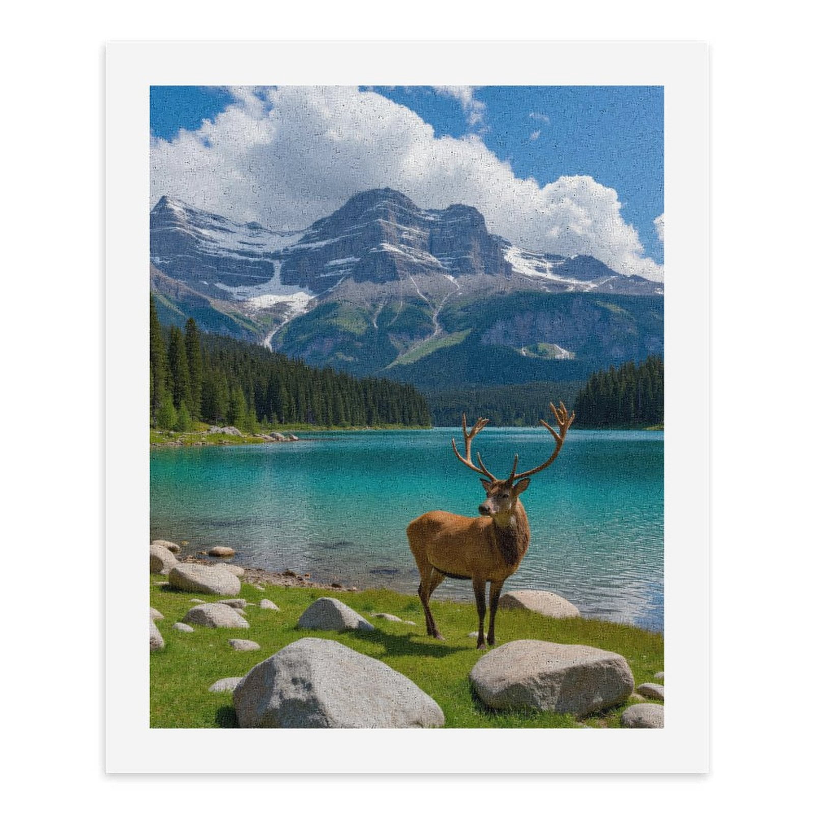 Paint By Numbers Kit for Adults Beginner - DIY Mountain Lake Deer Majestic Scenery Canvas Painting Kits for Adults, Frameless Paint By Number for Adults for Home Wall Decor 16x20 Inch