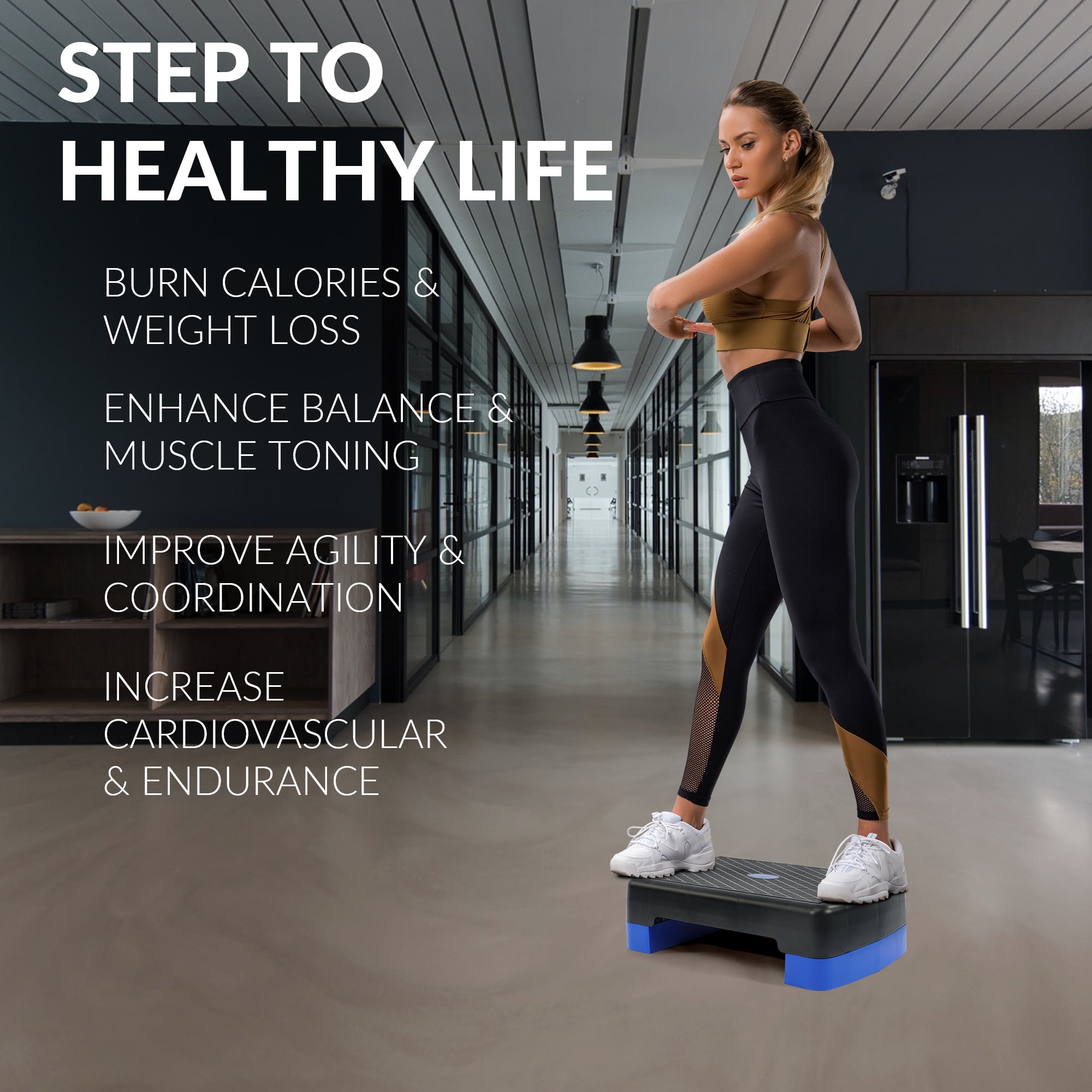 FlexWave Adjustable Workout Aerobic Stepper Step Platform Trainer