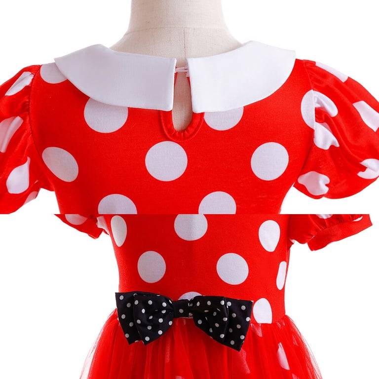 strapless open back dress Red and White Polka Dot Dress With Headband Costume – Hurly-Burly main image 1