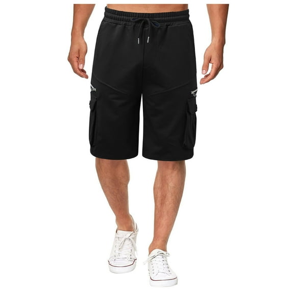 Summer Drawstring Classic Cargo Half Short Pants for Men Casual Beach Outdoor Elastic Waist Short Pants Daily Lightweight Shorts