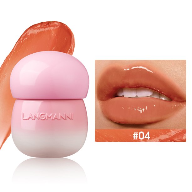 Lindo lápiz labial de hongos, brillo de labios hidratante, brillo no pegajoso brillante