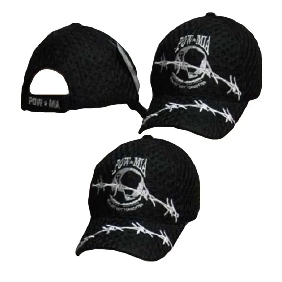 Embroidered Pow Mia POWMIA Barb Barbed Wire Mesh Baseball Cap Hat CAP604BA