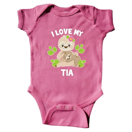

Inktastic Cute Sloth I Love My Tia with Green Leaves Gift Baby Boy or Baby Girl Bodysuit