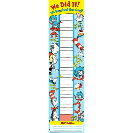 Dr. Seuss Back to School Classroom Supplies Goal Setting Fundraising Banner, 12'' x 45'', Includes (1) Dr. Seuss classroom welcome sign poster. By Eureka