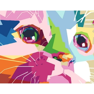  Paint by Numbers, Cats Paint by Numbers for Adults Beginner,  DIY Abstract Multicolored Neon Portrait of Three Curious Cats Paint by  Number with 3 Brushes and Acrylic Pigment, 16x20 Inches (Frameless) 