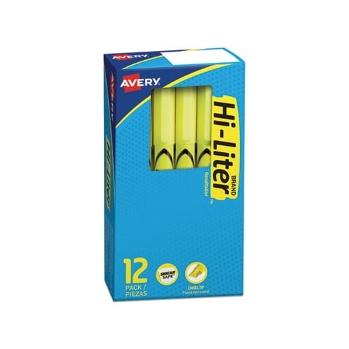 HI-LITER Pen-Style Highlighters Chisel Tip, Fluorescent Yellow, Dozen
