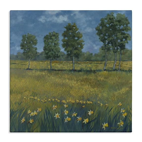 Stupell Industries Transitional Meadow with Daffodils Canvas Art, 17 x 17, by Graham Reynolds