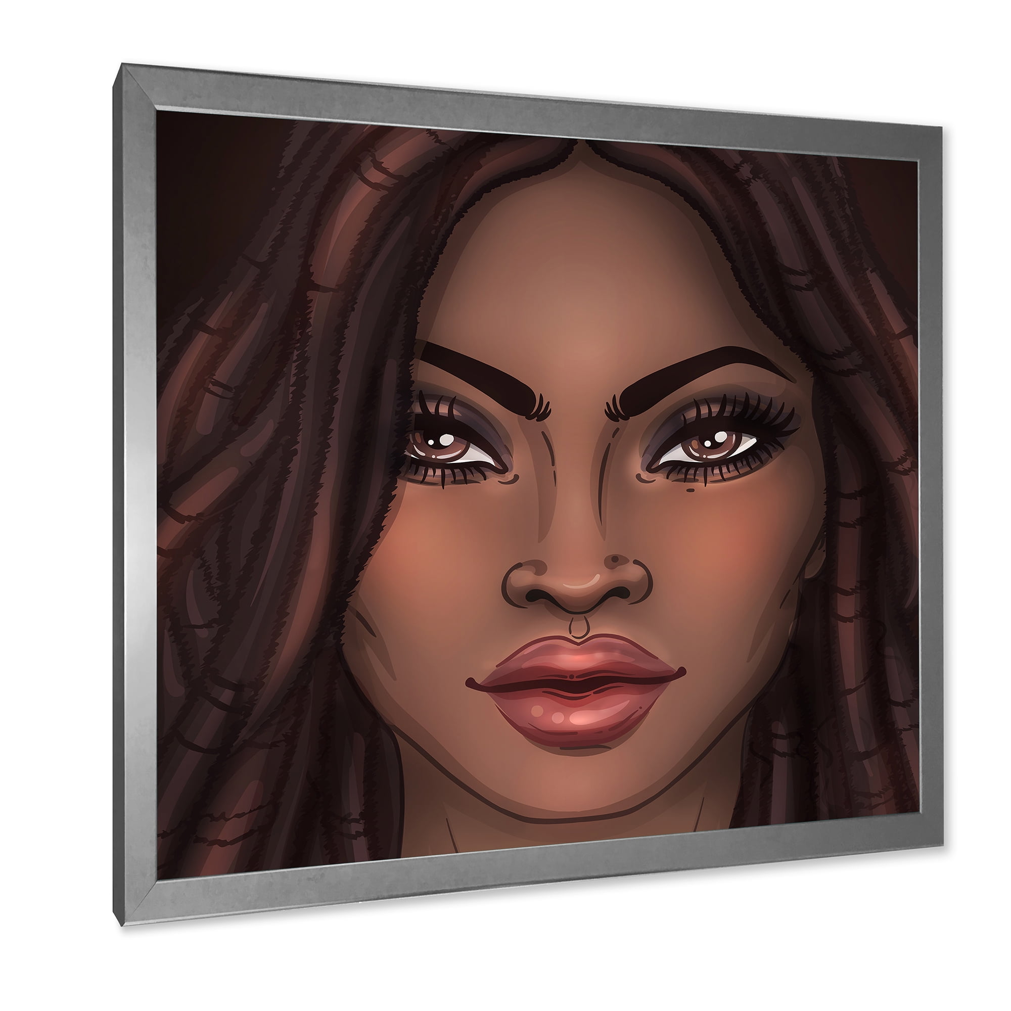 Designart 'Portrait of Afro American Woman I' Modern Framed Art Print
