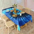 thumbnail image 3 of Blue Tie Dye Mandala Pattern Rectangle Tablecloth 60"x102",Waterproof Polyester Rectangle Table Cloth, Wipeable Spillproof Polyester Tablecloth for Dining, Camping, Indoor and Outdoor, 3 of 5