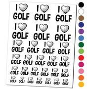 I Love Golf Heart Shaped Ball Sports Water Resistant Temporary Tattoo Set Fake Body Art Collection - Black