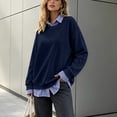 thumbnail image 6 of Hurxie Womens Sweatshirt Casual 2 in 1 Striped Patchwork Collar Tops Shirts Business Casual Fall Outfits for Women, 6 of 7
