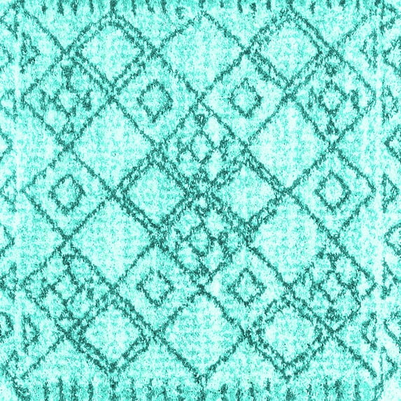 Ahgly Company Indoor Square Abstract Turquoise Blue Contemporary Area Rugs, 4' Square